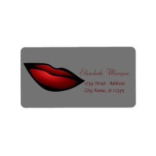 Coole trendy Red Lips, grau Adressaufkleber