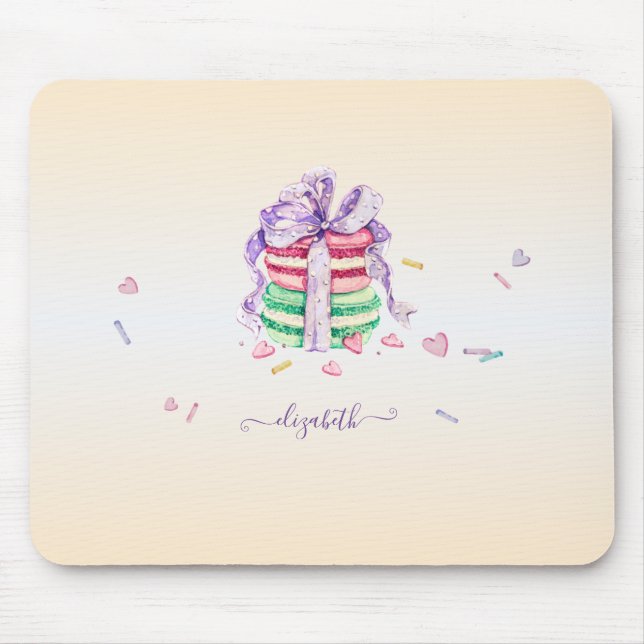Coole trendy Watercolor Macarons Mousepad (Vorne)