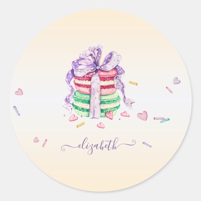 Coole trendy Watercolor Macarons Runder Aufkleber (Vorderseite)