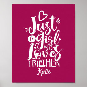 Coole Triathlon-Motivation Rot-Weiße Typografie Poster