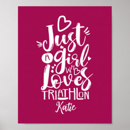 Coole Triathlon-Motivation Rote und Weiße Typograf Poster