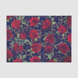 Coole Trippy-Glitch Damask Rote Rose hell Moderne Seidenpapier