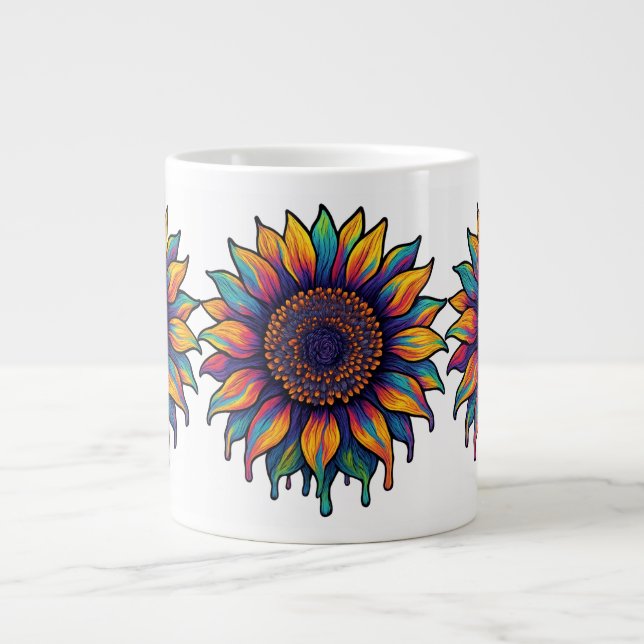 Coole Trippy-Sonnenblume Jumbo-Tasse (Vorderseite)