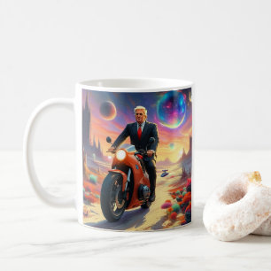 coole Trump Motorrad-Alien Planet Raumschiff MAGA Kaffeetasse