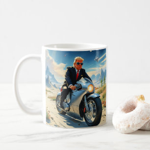 coole Trump Motorrad-Alien Planet Raumschiff MAGA Kaffeetasse