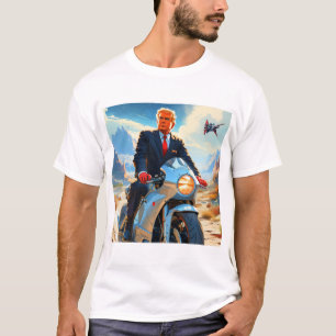 coole Trump Motorrad-Alien Planet Raumschiff MAGA T-Shirt