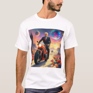coole Trump Motorrad-Alien Planet Raumschiff MAGA T-Shirt
