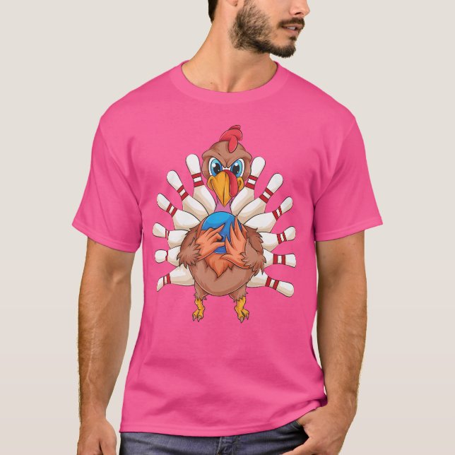Coole Türkei Bowling Button Feathers Funny Thanksg T-Shirt (Vorderseite)