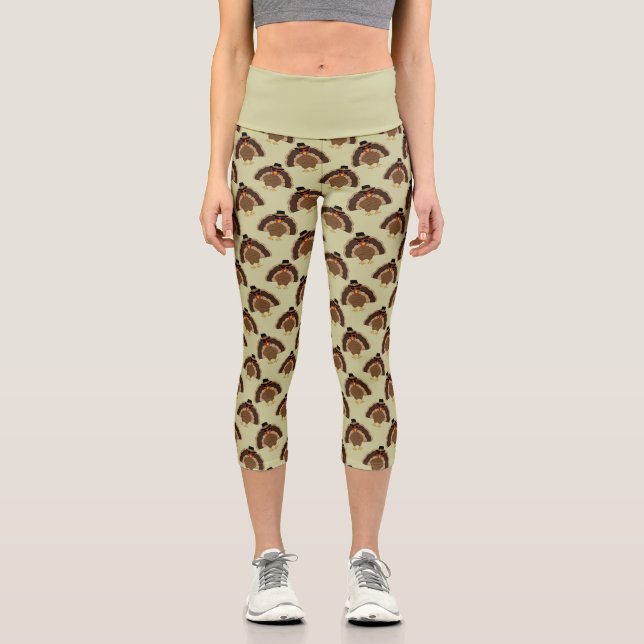 Coole Türkei w Sonnenbrille Erntedank Muster Capri Leggings (Vorderseite)