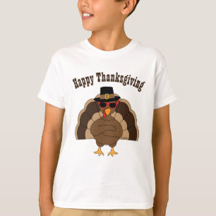 Coole Türkei w Sonnenbrille Happy Thanksgiving-Hem T-Shirt