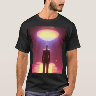 Coole UFO-Kunst. Farbige lebendige Alien-Kunst. T-Shirt