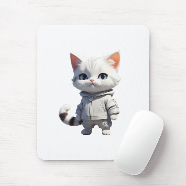 Coole und bezaubernde Katze-Illustration Mousepad (Mit Mouse)