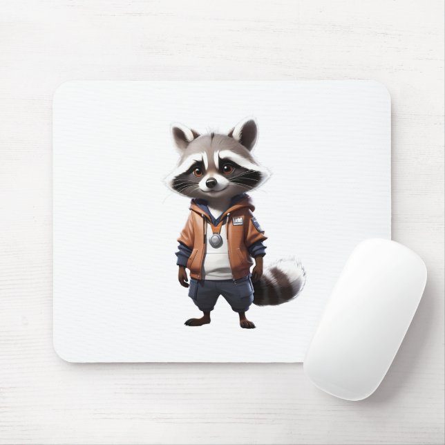 Coole und bezaubernde Raccoon-Illustration Mousepad (Mit Mouse)