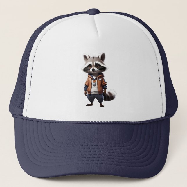 Coole und bezaubernde Raccoon-Illustration Truckerkappe (Vorderseite)