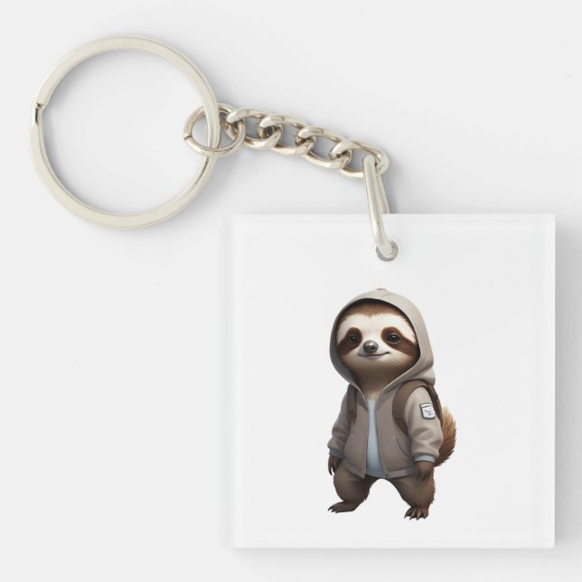 Coole und bezaubernde Sloth-Illustration Schlüsselanhänger (Vorderseite)