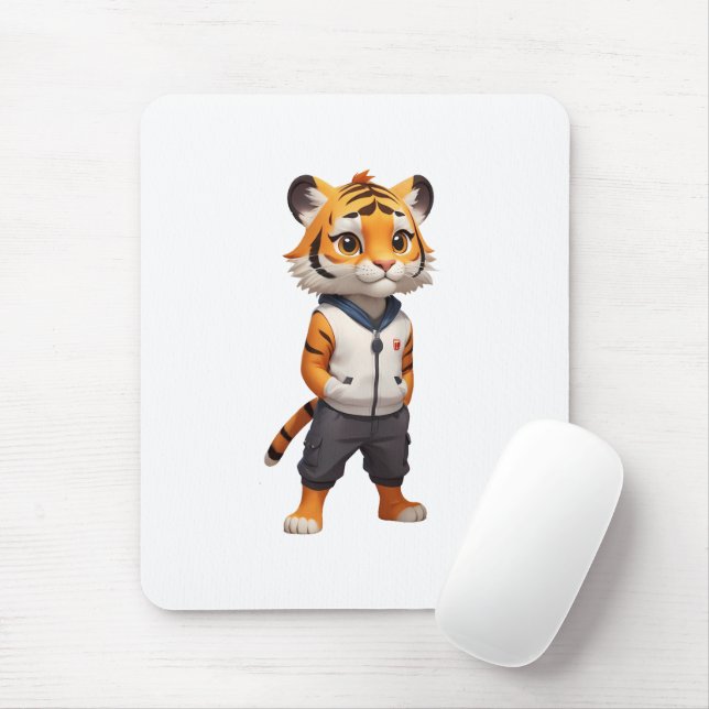 Coole und bezaubernde Tigerabbildung Mousepad (Mit Mouse)