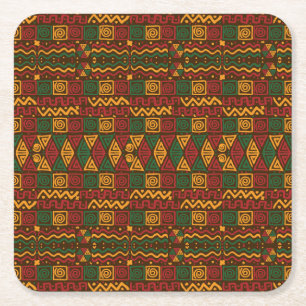 Coole und farbenfrohe afrikanische Stilkunst Zeich Rechteckiger Pappuntersetzer