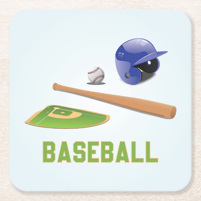 Coole und farbenfrohe Baseball-Sportelemente Rechteckiger Pappuntersetzer (Vorderseite)