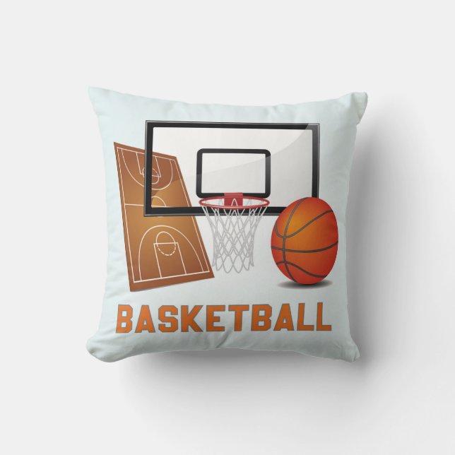 Coole und farbenfrohe Basketballsportelemente Kissen (Vorderseite)