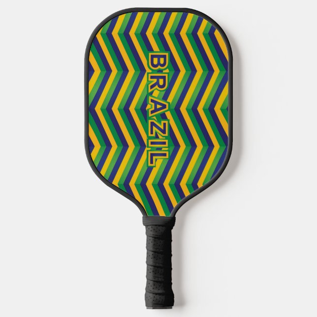Coole und farbenfrohe brasilianische Flaggenfarben Pickleball Schläger (Vorderseite)