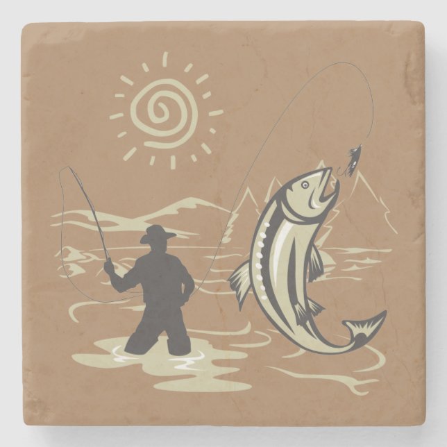 Coole und farbenfrohe Fische im Sommer Steinuntersetzer (Vorderseite)