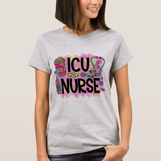 Coole und farbenfrohe ICU-Krankenversicherung T-Shirt (Vorderseite)