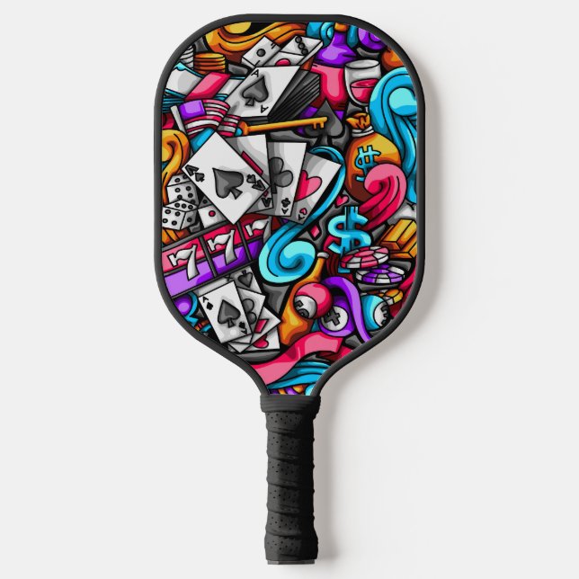 Coole und farbenfrohe Las Vegas Casino Glücksspiel Pickleball Schläger (Vorderseite)
