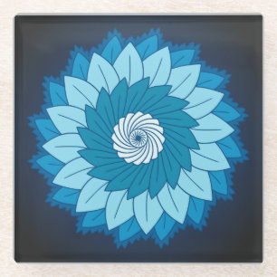 Coole und farbenfrohe Mandala Muster Blaue Flammen Glasuntersetzer