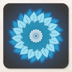 Coole und farbenfrohe Mandala Muster Blaue Flammen Rechteckiger Pappuntersetzer