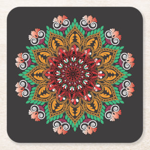 Coole und farbenfrohe Mandala-Muster Rechteckiger Pappuntersetzer