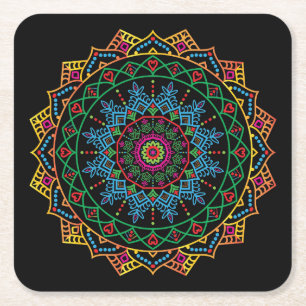 Coole und farbenfrohe Mandala-Muster Rechteckiger Pappuntersetzer