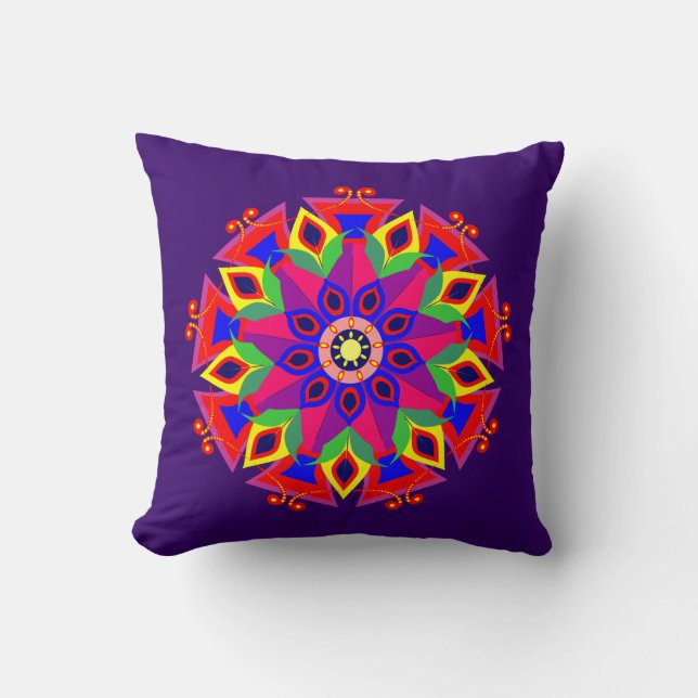 Coole und farbenfrohe Mandala Pattern Flammen Kissen (Vorderseite)