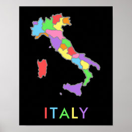 Coole und farbenfrohe Pastel Rainbow Map Italien Poster