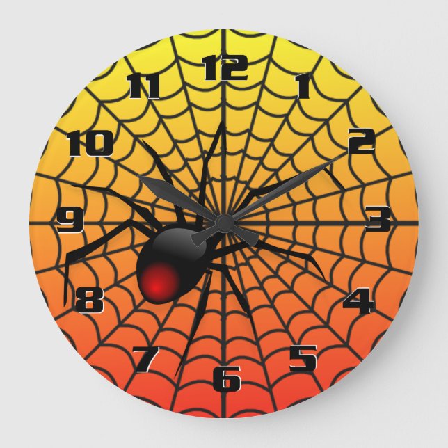 Coole und graue 3D-Spinne auf WebHalloween Große Wanduhr (Vorderseite)