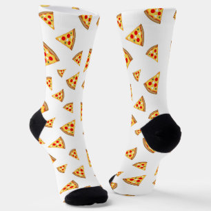 Coole und lustige Pizzaschnitte auf Weiß Socken