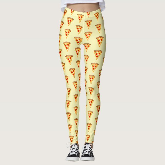 Coole und lustige Pizzaschnitte hellgelb Leggings (Vorderseite)