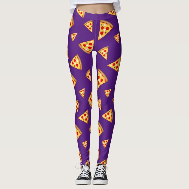 Coole und lustige Pizzaschnitte lila Leggings (Vorderseite)