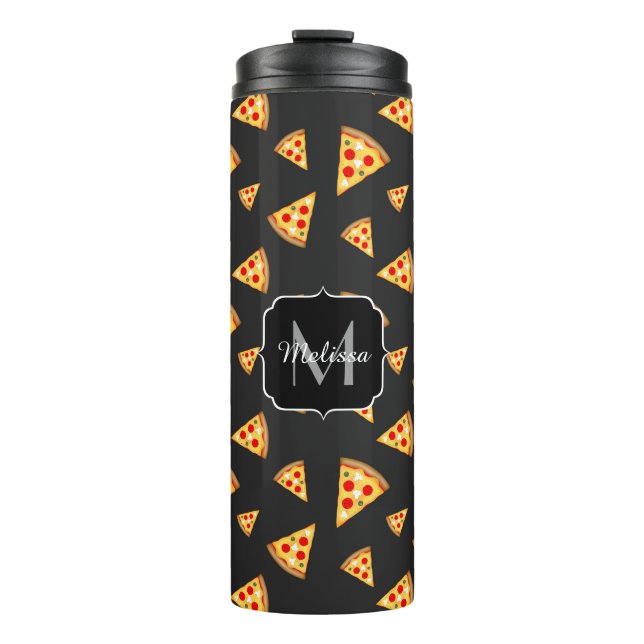 Coole und lustige Pizzaschnitte Monogram Thermosbecher (Vorderseite)