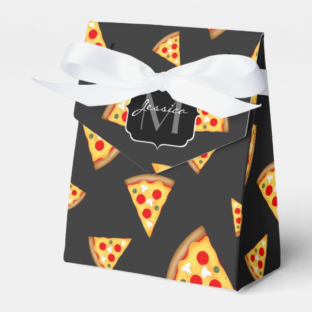 Coole und lustige Pizzaslicmuster Monogram Geschenkschachtel (Vorderseite)
