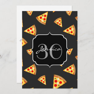 Coole und lustige Pizzaslicmuster Monogram Invite Einladung