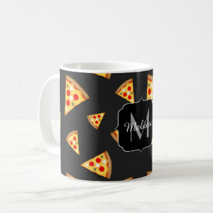 Coole und lustige Pizzaslicmuster Monogram Kaffeetasse