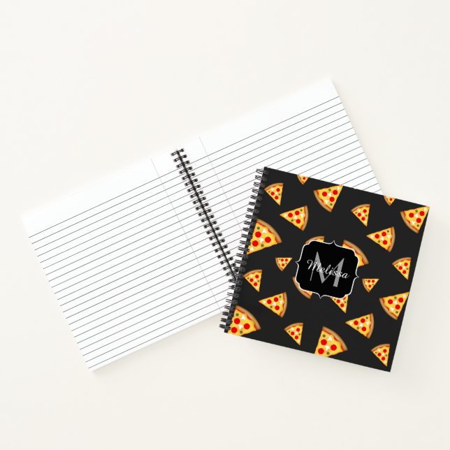 Coole und lustige Pizzaslicmuster Monogram Notizbuch (Innenseite)