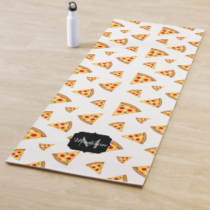 Coole und lustige Pizzaslicmuster Monogramm weiß Yogamatte