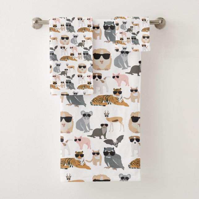 Coole und lustige Tiere mit Sonnenbrille Badhandtuch Set (Insitu)