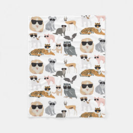 Coole und lustige Tiere mit Sonnenbrille Fleecedecke