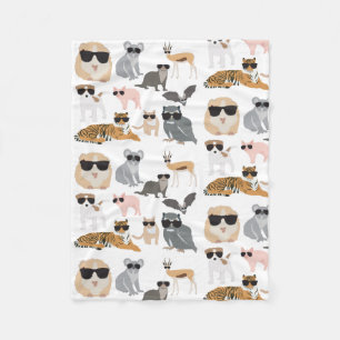 Coole und lustige Tiere mit Sonnenbrille Fleecedecke
