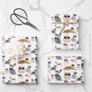 Coole und lustige Tiere mit Sonnenbrille Geschenkpapier Set