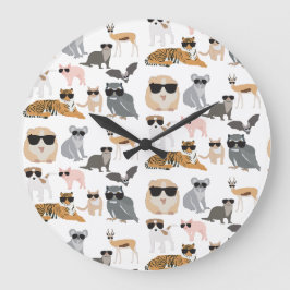 Coole und lustige Tiere mit Sonnenbrille Große Wanduhr