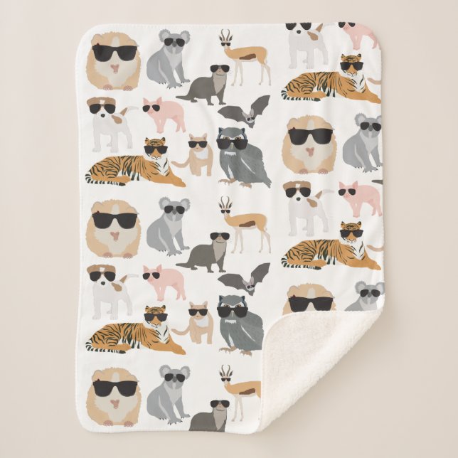 Coole und lustige Tiere mit Sonnenbrille Sherpadecke (Vorderseite)