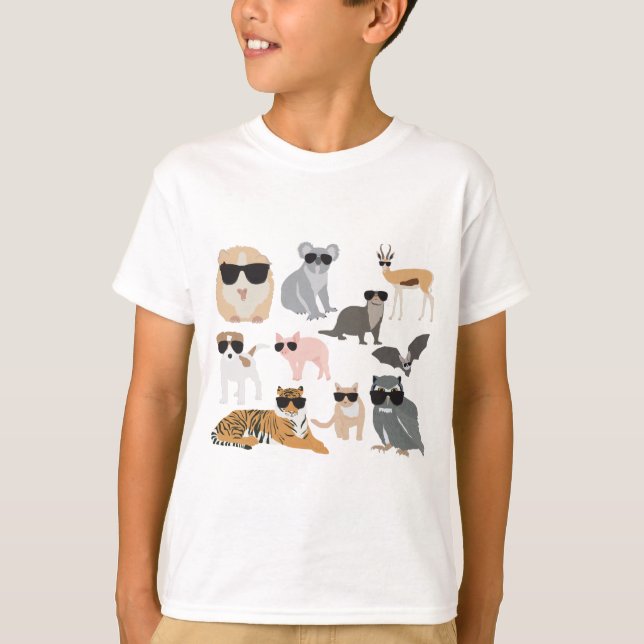 Coole und lustige Tiere mit Sonnenbrille T-Shirt (Vorderseite)